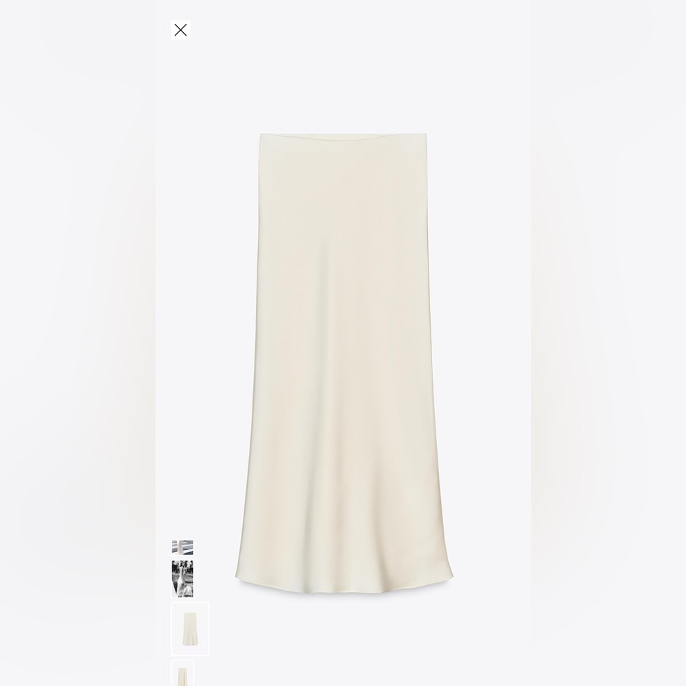 Zara Women's Elegant Satin Style Cream Maxi Skirt